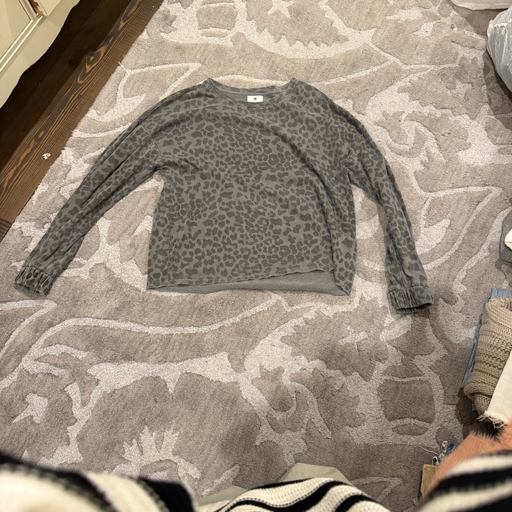 Gray Leopard Print Sweater